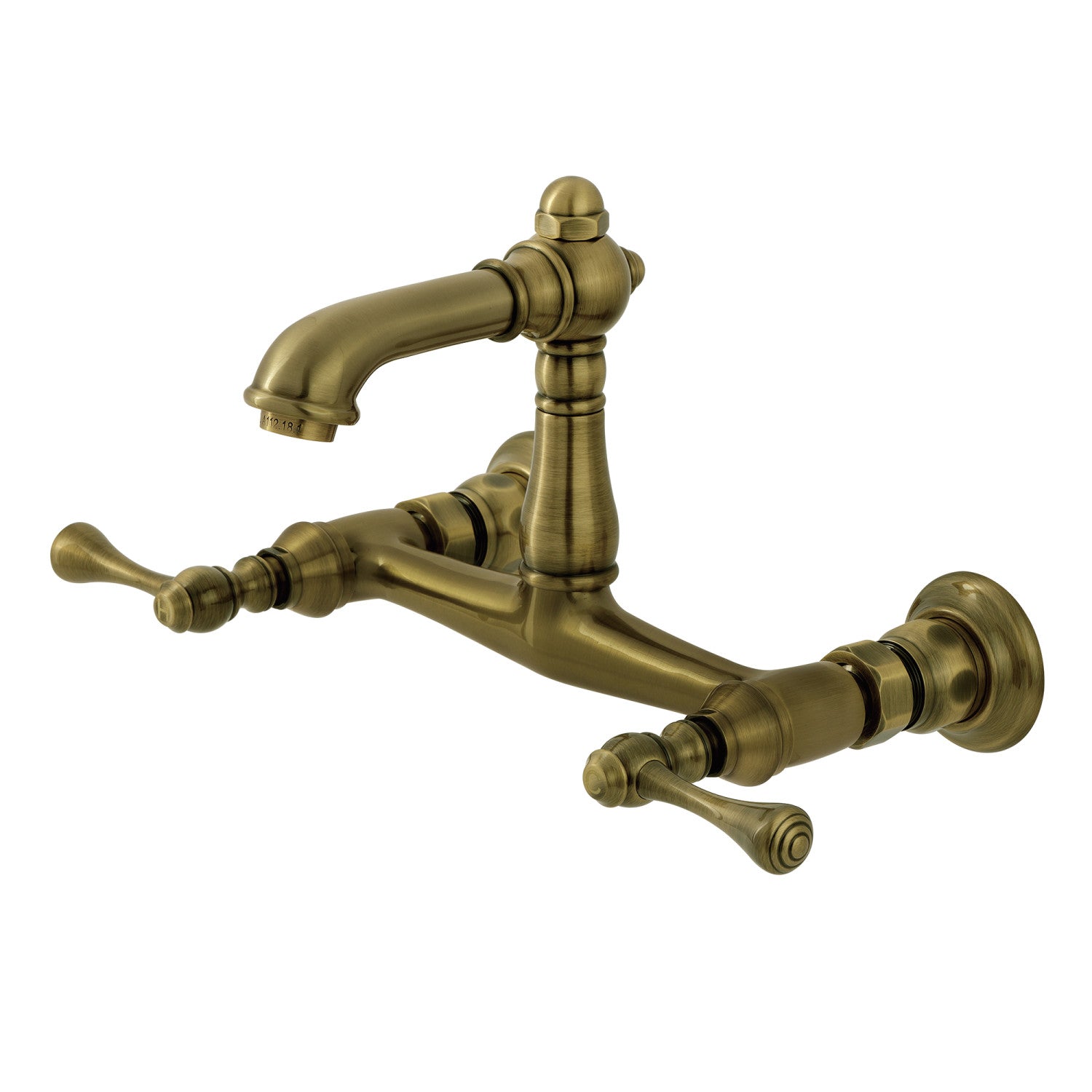 Kingston Heirloom KS7253BL - English Country Double-Handle 2-Hole Wall Mount Bathroom Faucet, Antique Brass — image 1